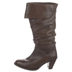 ❤️EUC Vintage Chocolate FRYE Leather Dorado Slouch Boots Stacked Heel